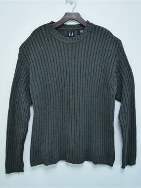 GAP Men's Ribbed Crewneck Sweater Long Sleeve - Charcoal